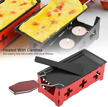 Gavigain Raclette Grill, Portable Raclette Cheese Pan, Mini Raclette Set with Foldable Handle, Stainless Steel Cheese Barbeclette for Dinner Parties, Appetizers, Housewarming Gift