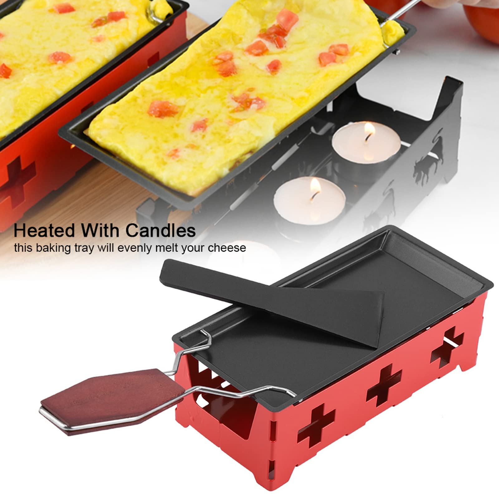 Portable Non-Stick Cheese Raclette Rotaster Baking Tray Stove Set Home Kitchen Grilling Tool