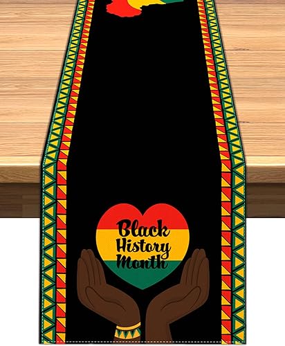 Camino de mesa del mes de la historia negra, festival del patrimonio afroamericano de apoyo, igualdad, celebración social, vacaciones, comedor,