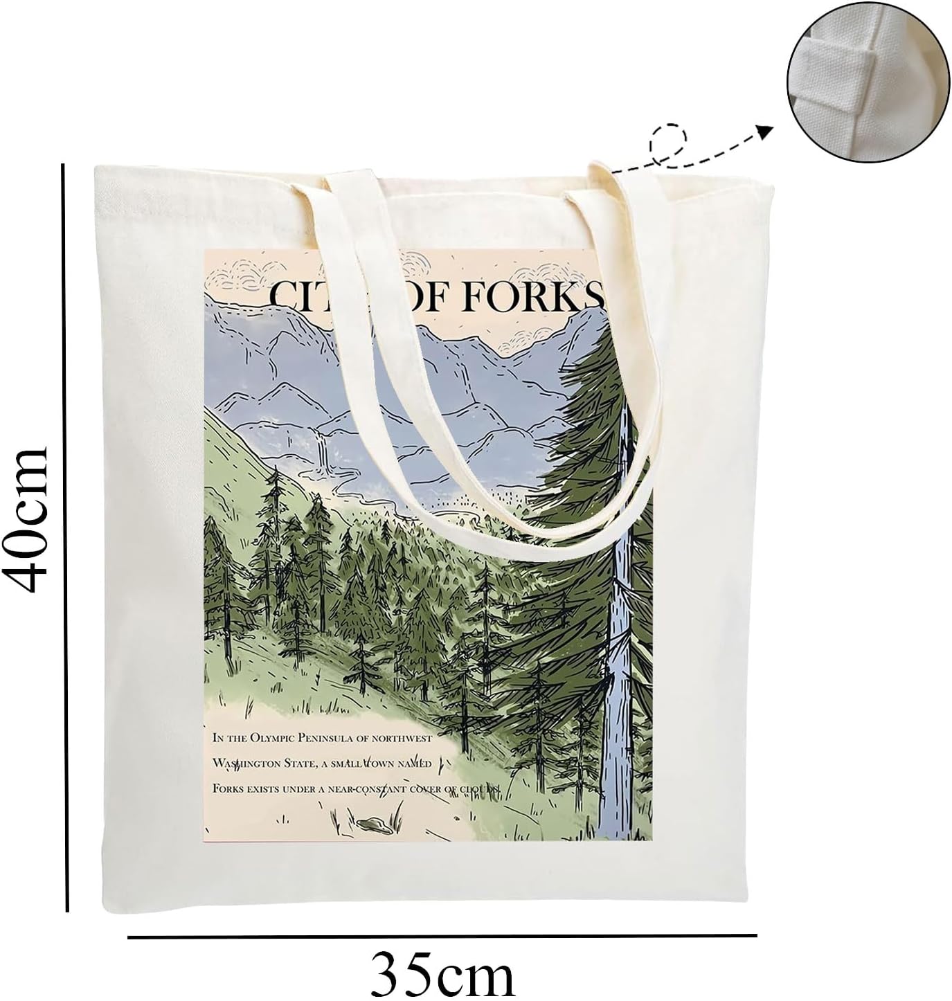 WZJHCL City Of Forks Tote Bag Vampire Inspired Tote Shopping Bag Vampire Lover Gift Forks Washington Shoulder Bag (Fork Tote Bag) - Image 4