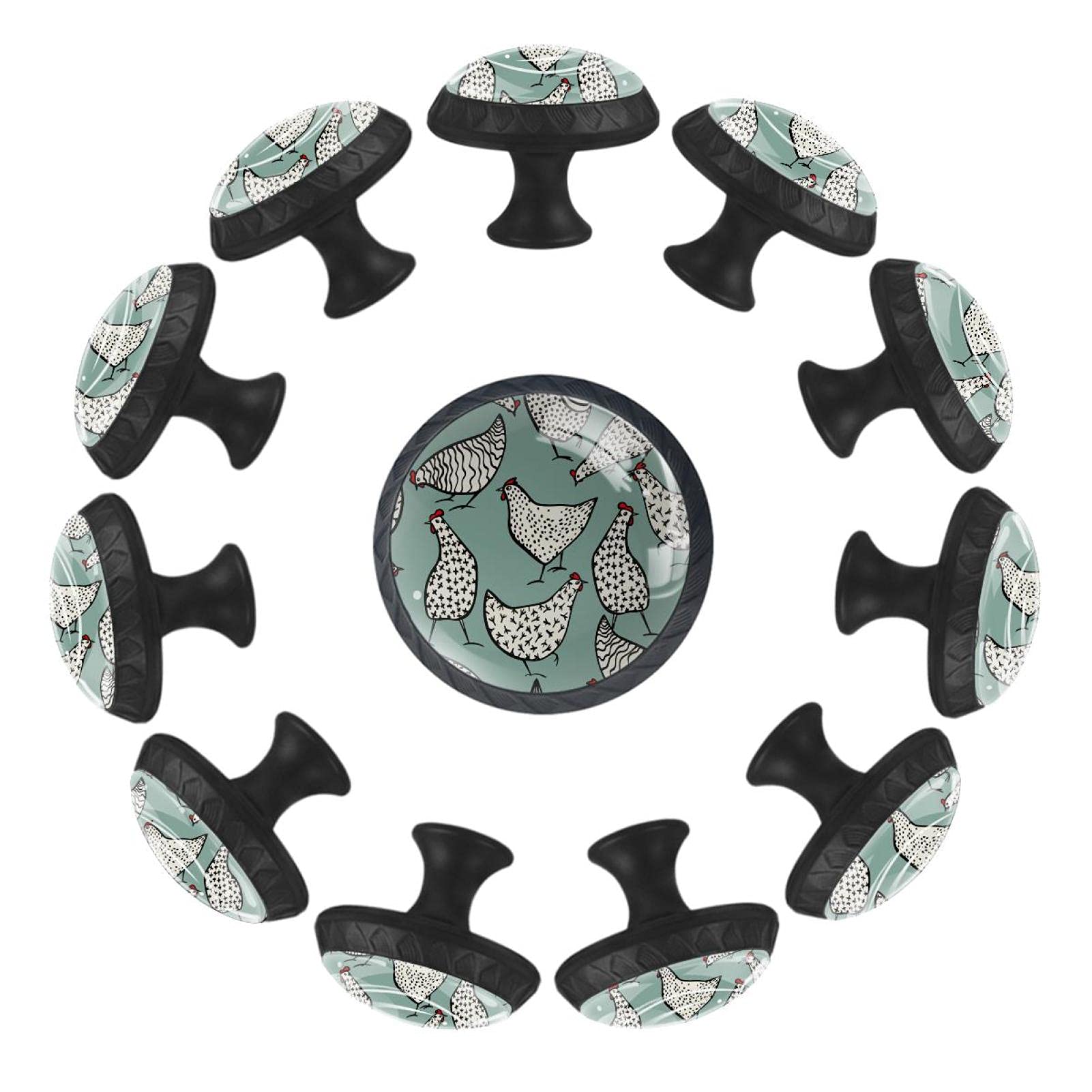 Boutons de tiroir ronds poules 35mm lot de 12 pour commode enfant