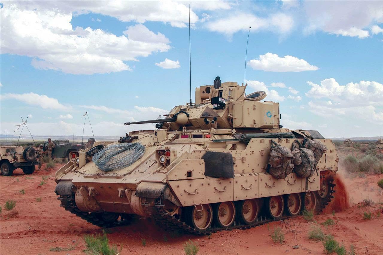 Home Comforts M2 Bradley Fighting Vehicle - Vintage Art Reproduction, Wall Décor (11x17 inches) - Laminated Poster with Bright Colors and Vivid Details.