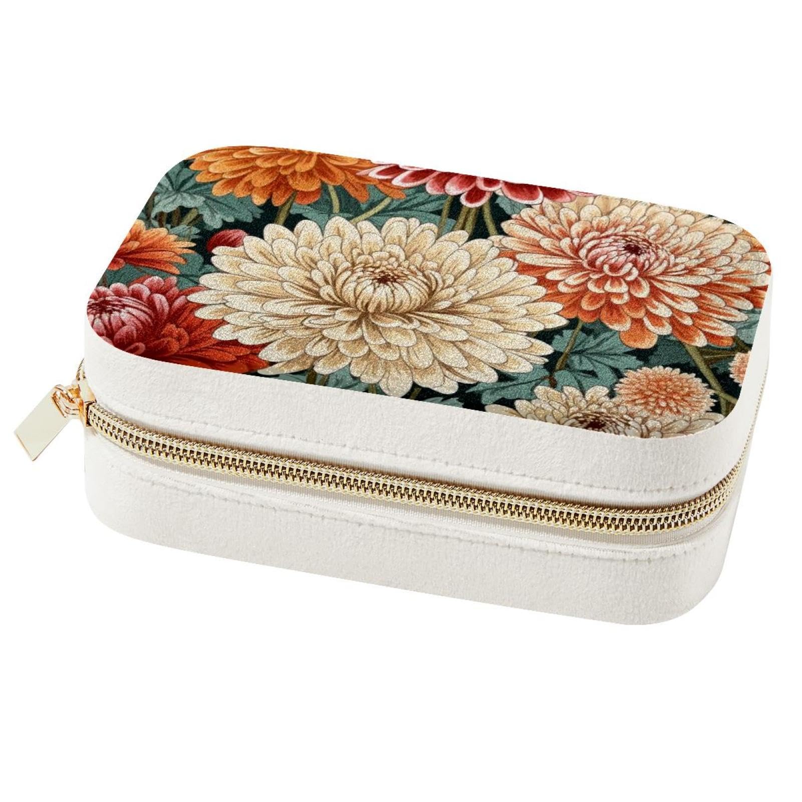 Boîte à bijoux portable Garden Spring Chrysanthème, organiseur de voyage pour femmes et filles
