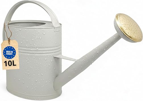 Livlig53 LIVLIG watering can 10L made of metal, with removable watering head, vintage watering can, for the garden, colour Greige
