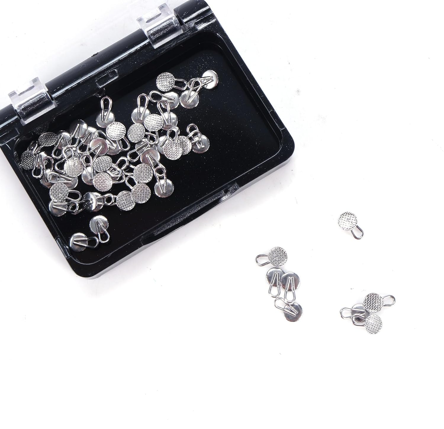 50Pcs/Box Dental Orthodontic Lingual Button Braces Bondable Lingual Buttons With Traction Hooks, Mesh Base (Traction Hook Round)