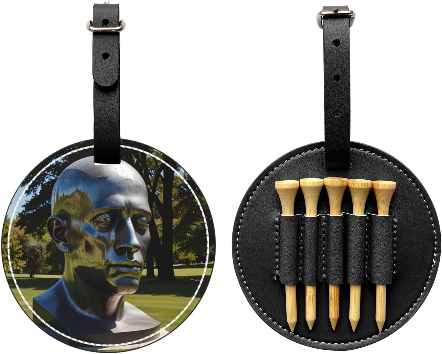 Sculpture Park Black Printed Golf tee Storage Bag - for Men only, Durable PU Material, Easy to Carry, Enhance The Golf Experience