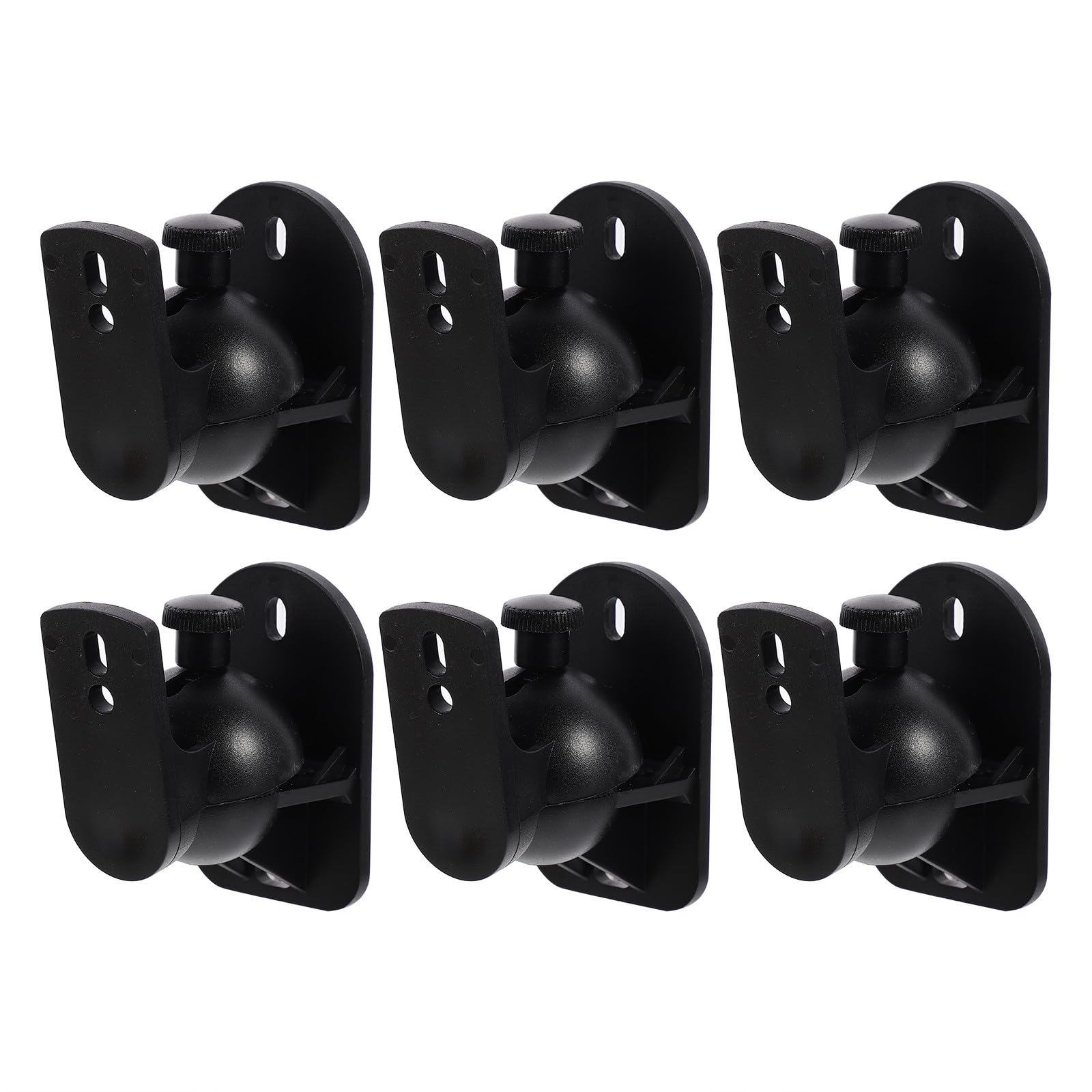 Support Mural Construction Robuste Rotation et Inclinaison Réglables en ABS Noir 6 Pièces pour Fixation Lourde pour Enceintes Surround Cuisine ou Camping-Car