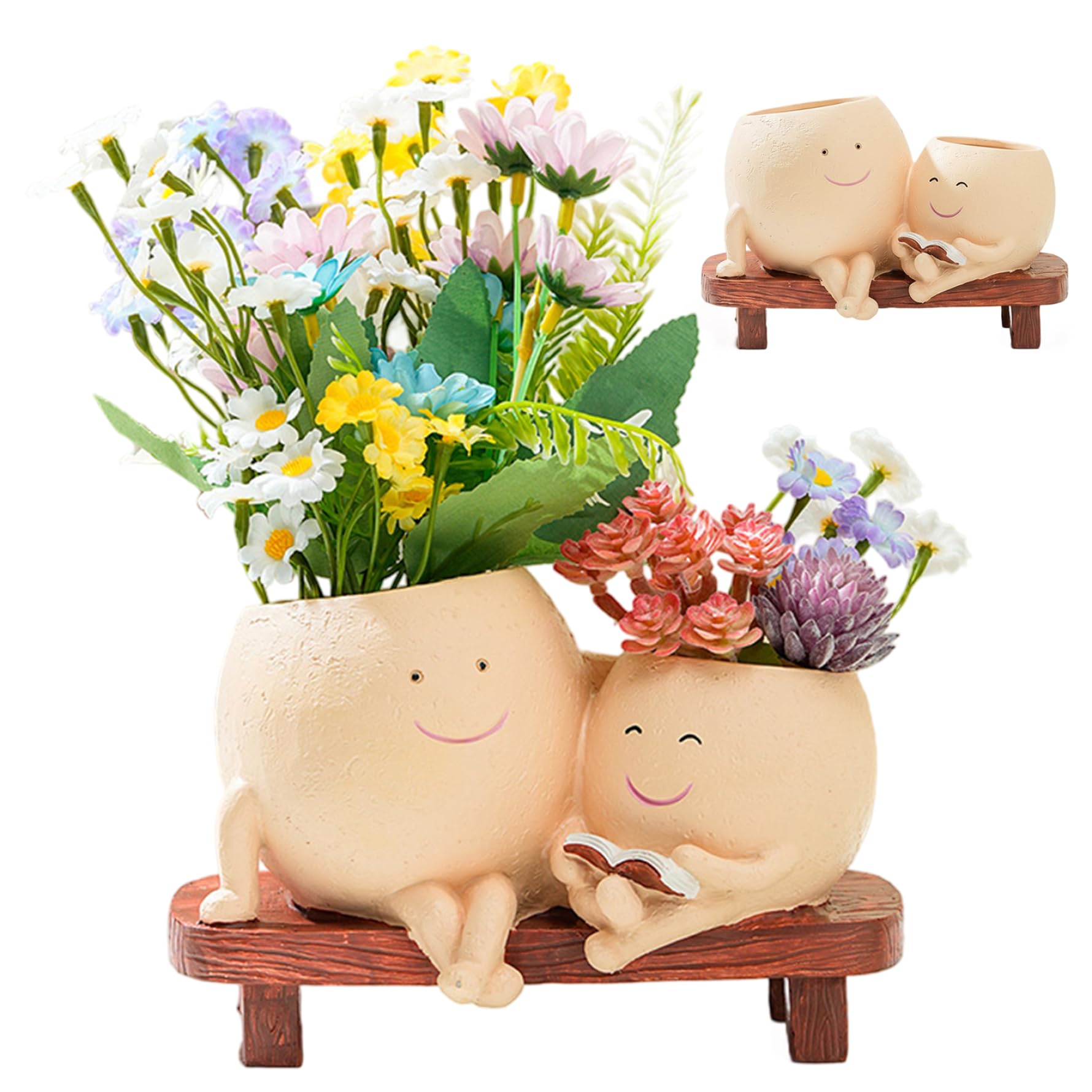 Pot de fleurs KhakiSmiling avec drainage | Décoration happy face jardin