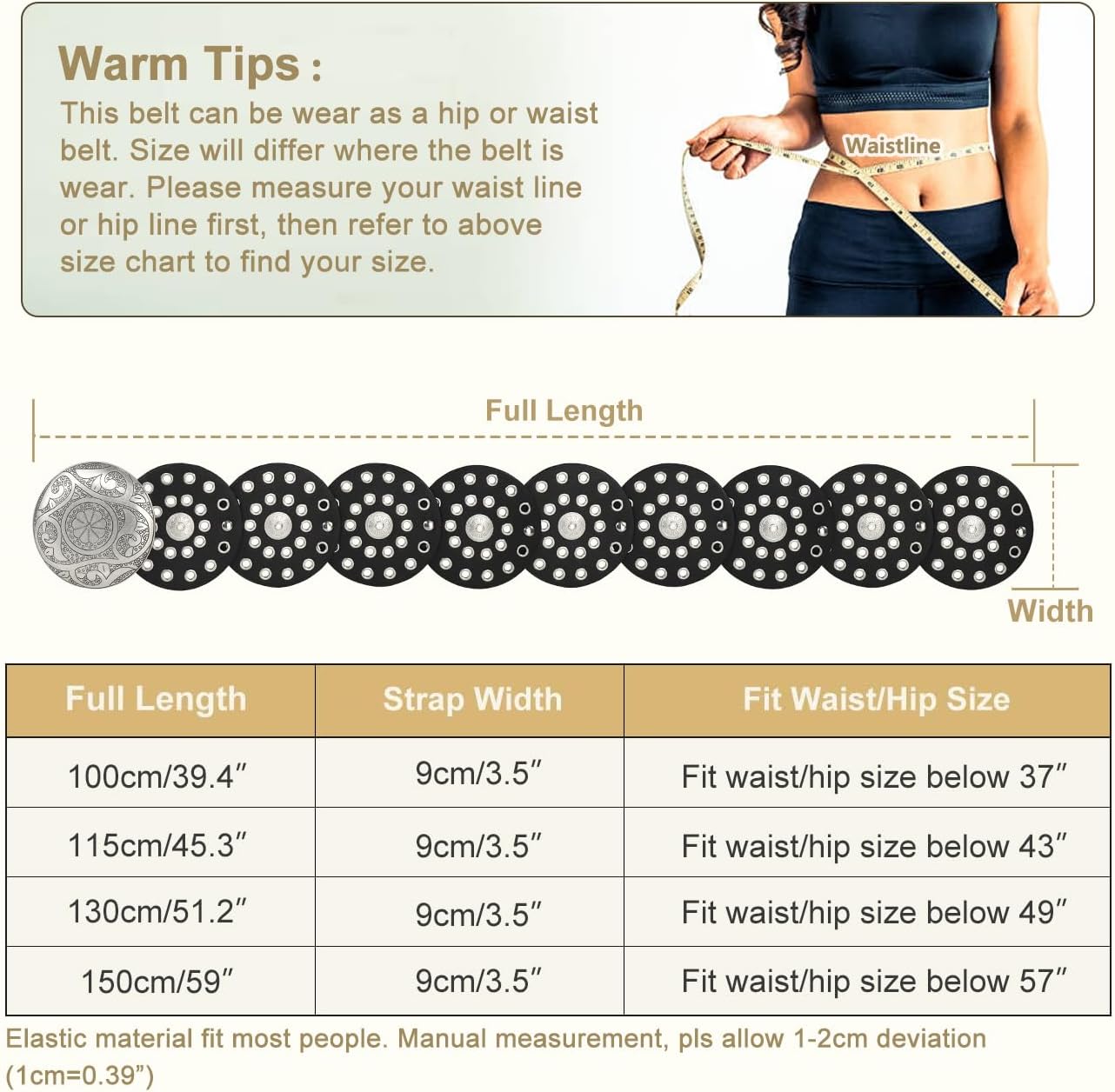 Suyi Wide Disc Belt for Women Leather Hollow Out Round Belts Vintage Western Waist Belt