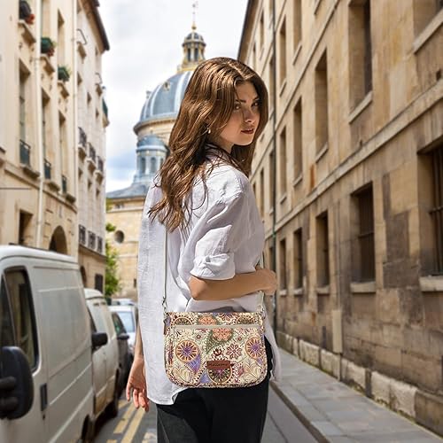 Miniatura 6 de Malirona Bolso cruzado floral duradero para mujer, bolso de mensajero de lona con múltiples bolsillos para viaje