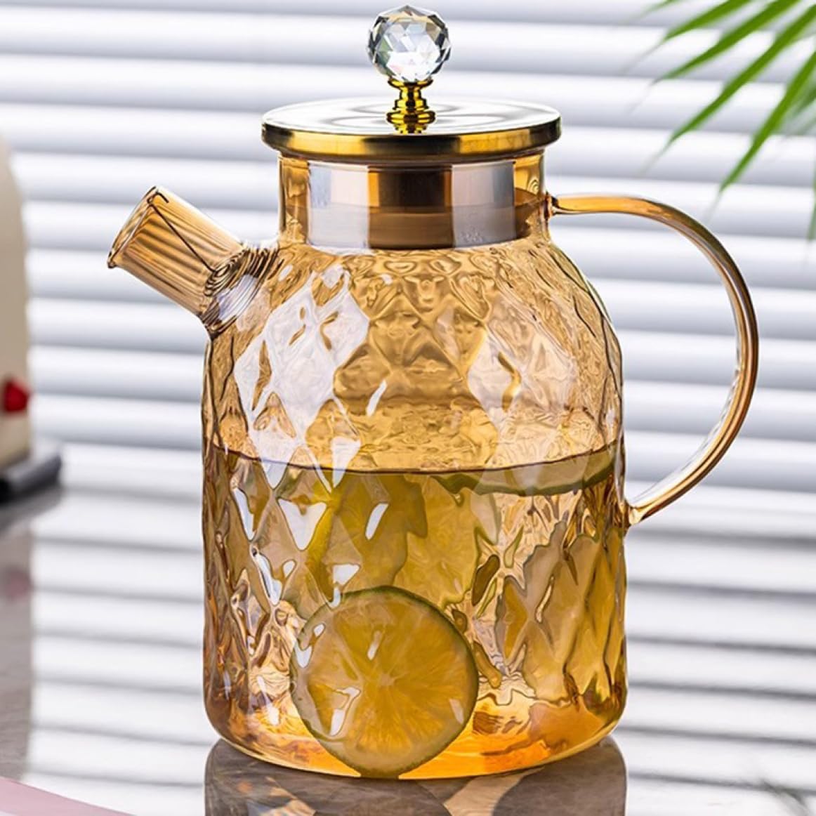 [XMTAN] ティーポット ジャンピング リーフポット ステンレス茶こし付 保温 耐熱ガラス おしゃれ お茶用品 ガラスティーポッ