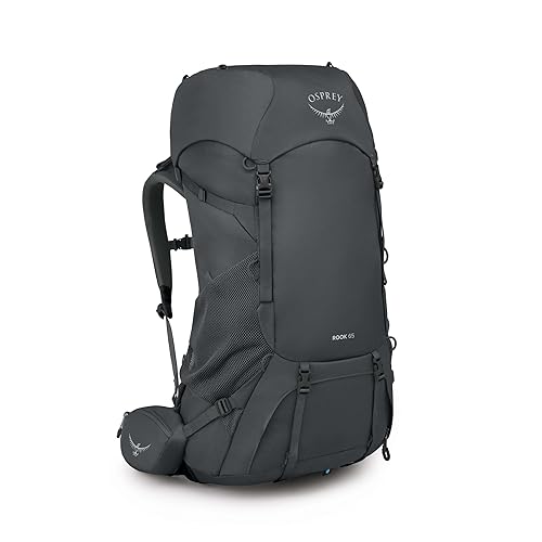 Osprey Rook 65L Men's Backpacking Backpack, Dark Charcoal/Silver Lining, Extended Fit