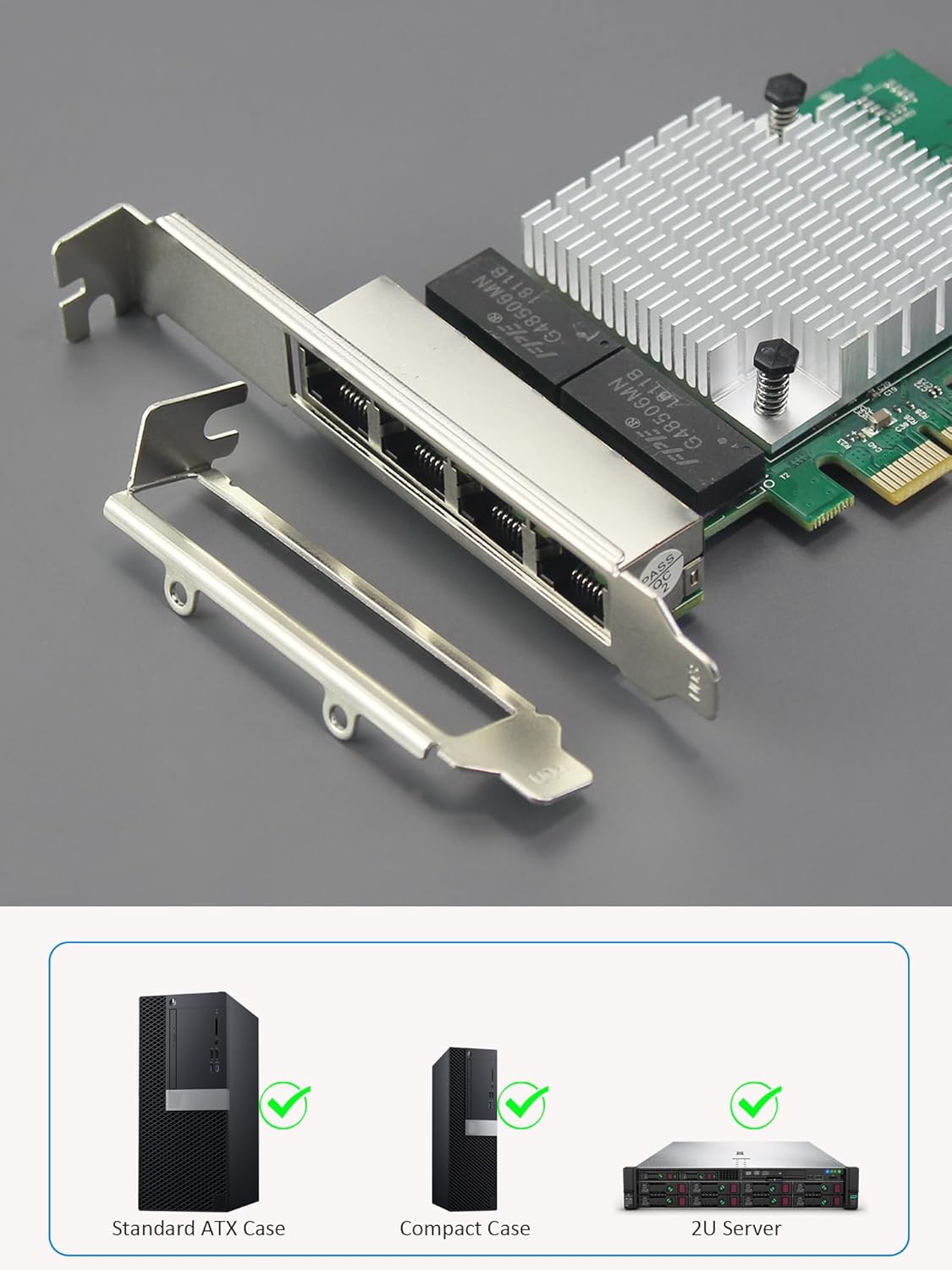 GLOTRENDS ST7387 4-Port Gigabit PCIe Ethernet Network Card, 4 x RTL8111H Chip, 4 x RJ45 LAN Port, PCIe X1 Installation - Image 5