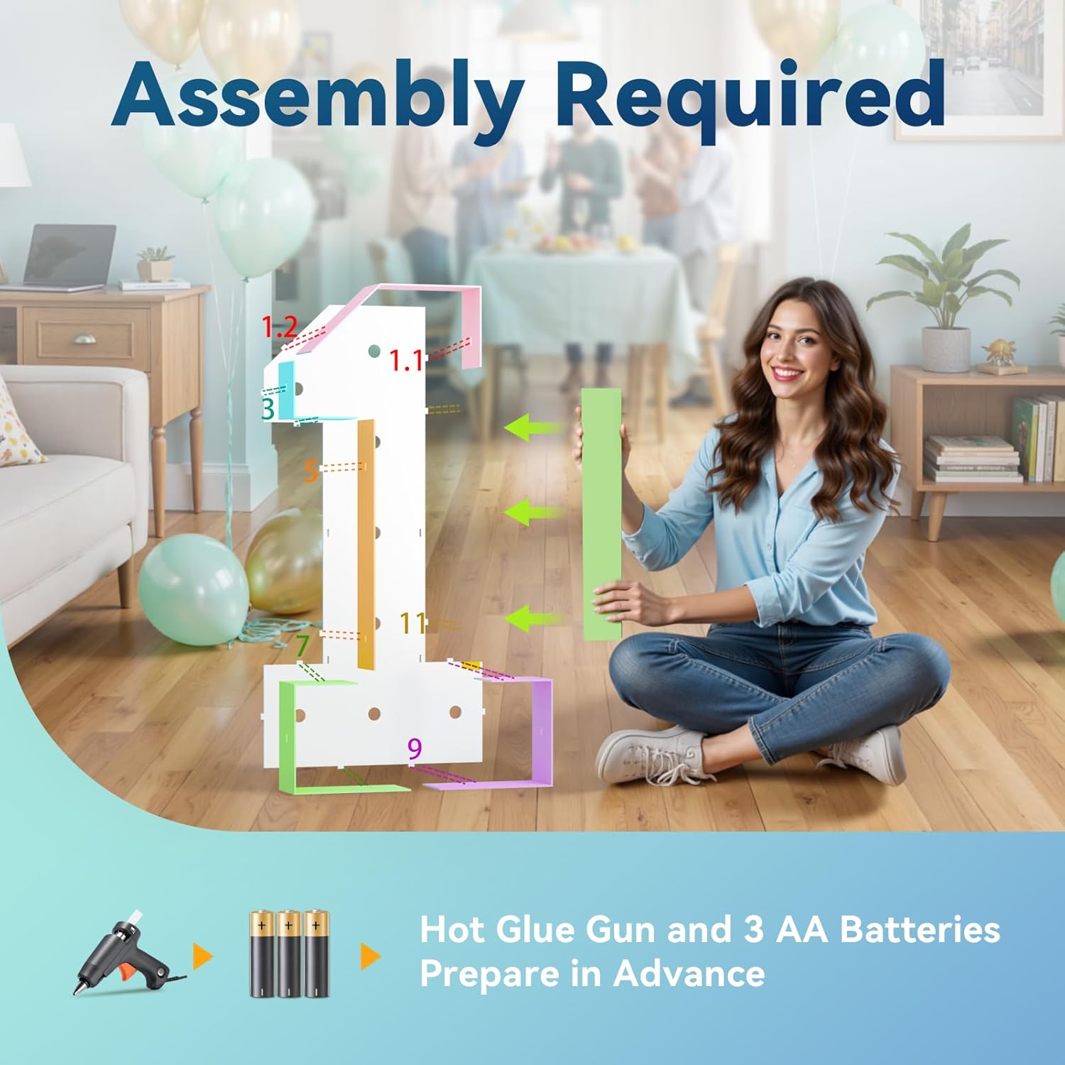 Large Marquee Numbers 1st-Birthday Decorations: 2.3FT Light-up Number Sign 1 First Birthday Decor for Boys and Girls One Year Old Onederful First Trip Around the Sun Anniversary Backdrop Warm Lights