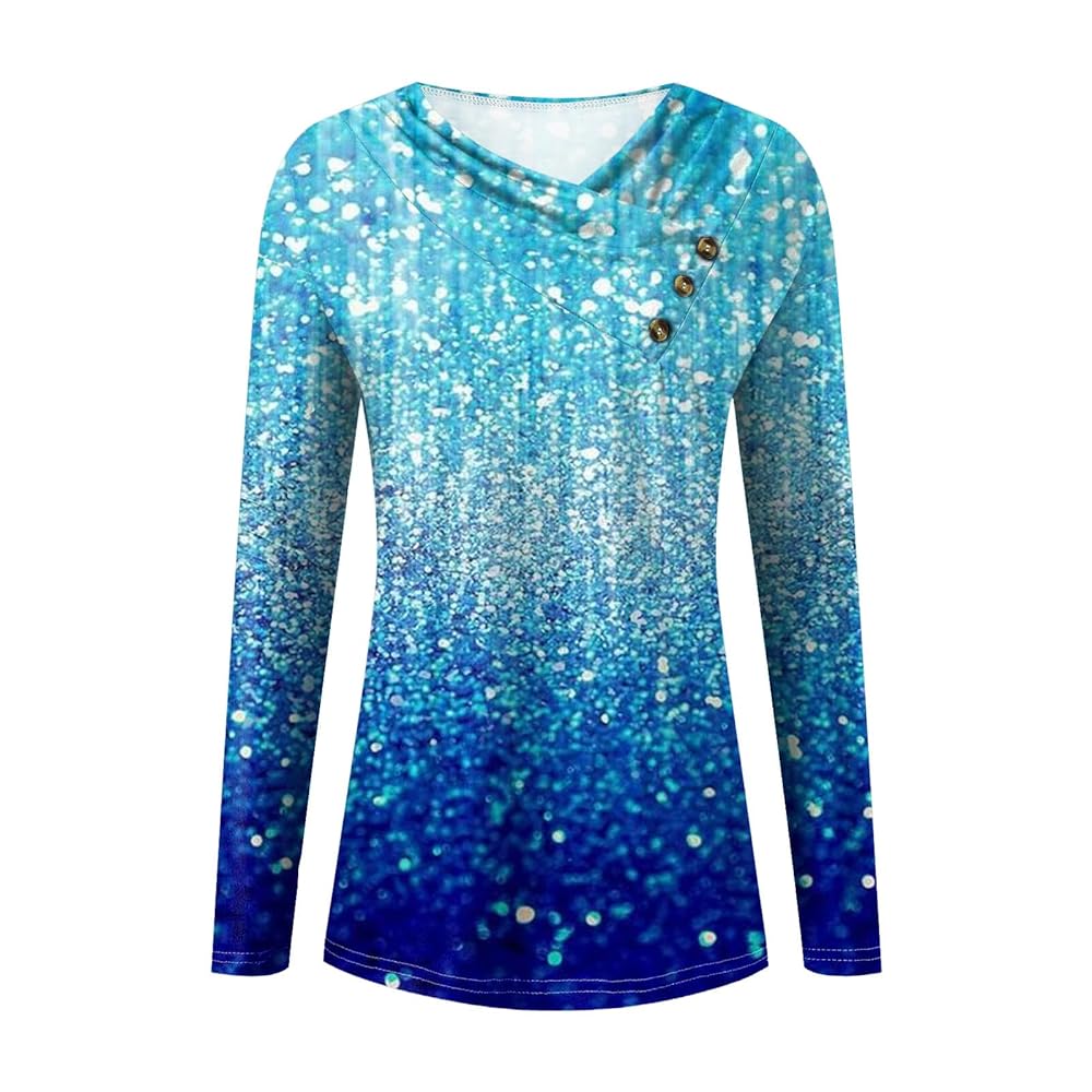 Glitzer Bluse Damen Langarm - Pailletten Oberteil Für Party & Silvester