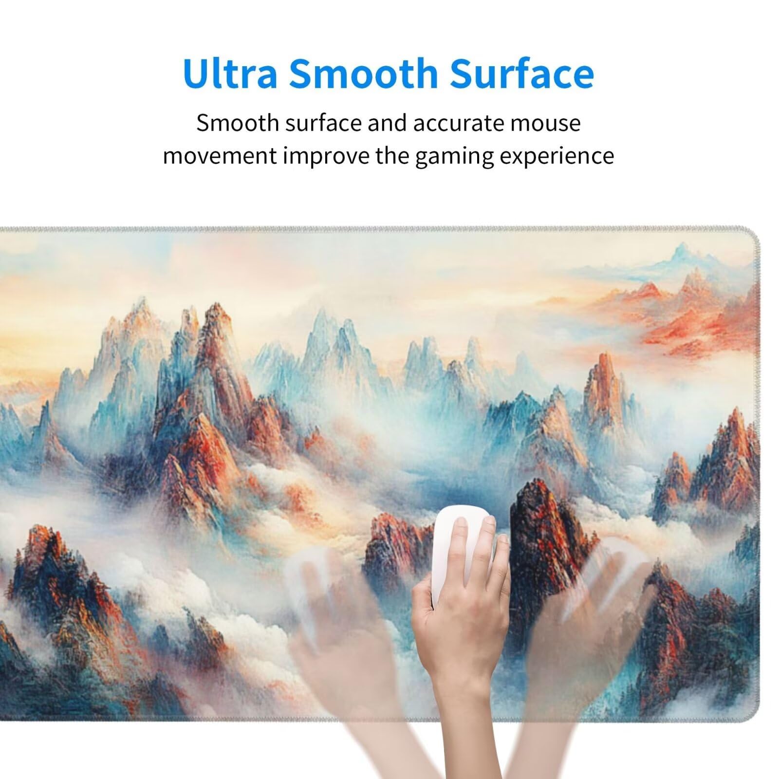 Alfombrilla Ratón Montaña Alfombrilla Ratón XXL 1600 x 800 mm, Fantasía Mouse Pad Gaming con Bordes Cosidos, Impermeable Mousepad XXL Base de Goma Antideslizante Duradera, Mouse Pad para Oficina Q850