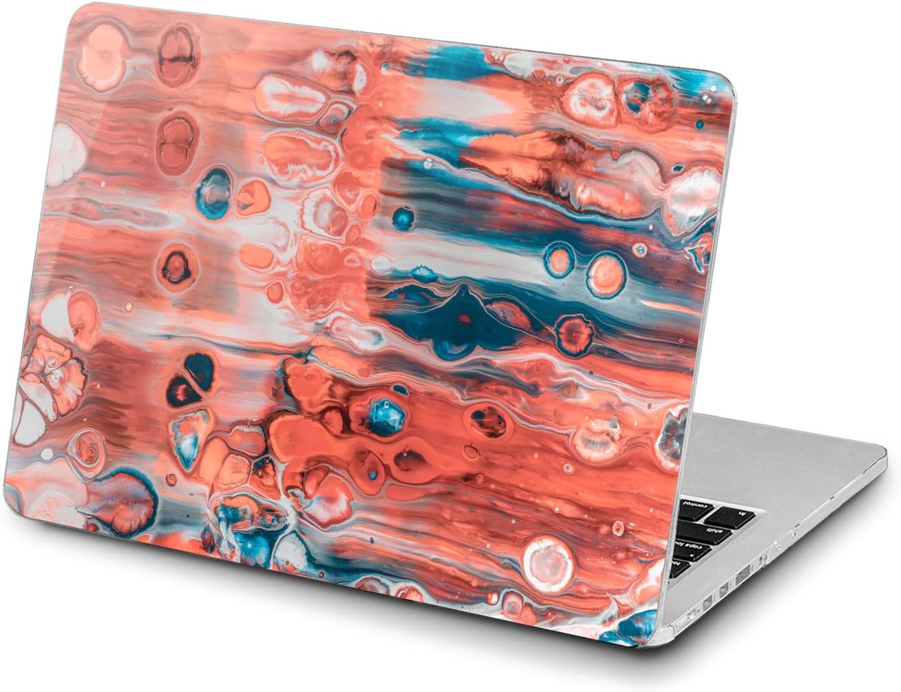 Hard Case Compatible for MacBook Pro 16 14 M3 M2 2023 M1 Pro 13 2022 Air 13 2021 Retina 2020 Mac 11 12 Marbling Cover Art Print Abstract Black Painting Red Design New Touch Bar t0275