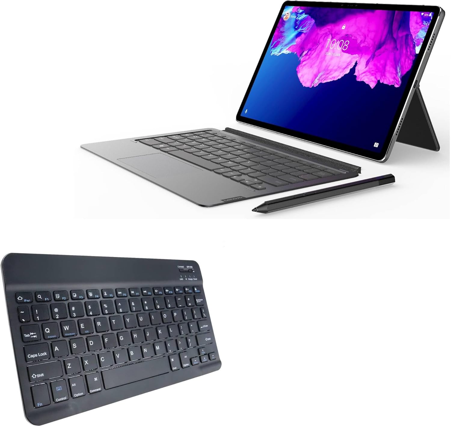BoxWave Keyboard Compatible with Lenovo Tab P11 Pro - SlimKeys Bluetooth Keyboard, Portable Thin with Chiclet-Style Keys - Jet Black