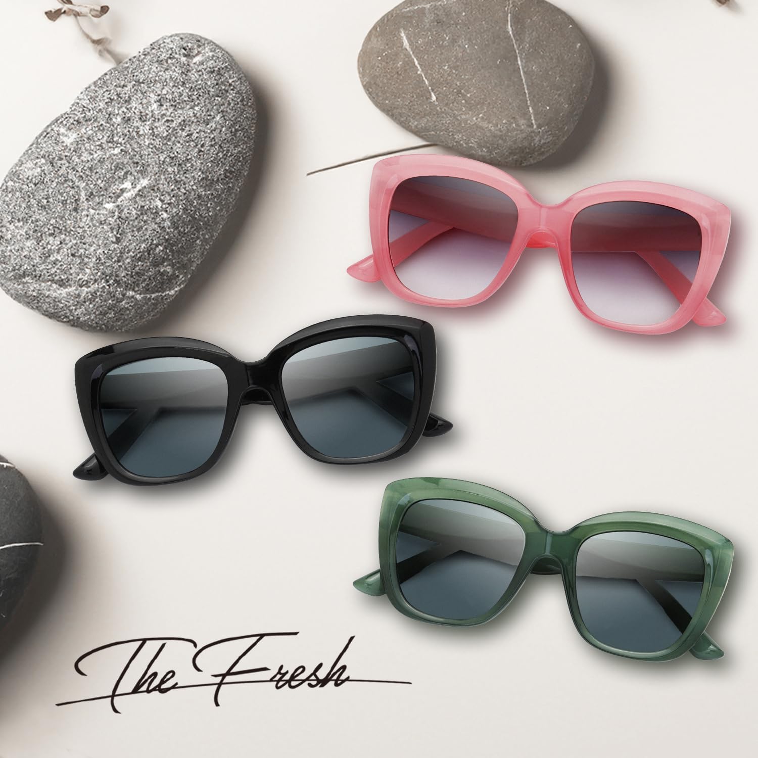 The Fresh Retro Nude Cateye Sunglasses for Women Vintage Trendy Shades - Image 5