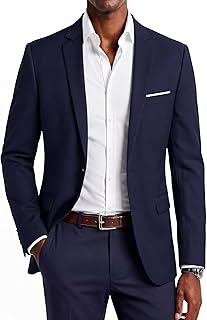 Mens Blazer Jacket Slim Fit Casual One Button Sport Coats