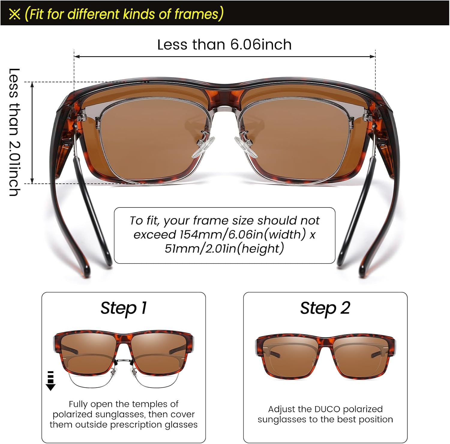 DUCO Polarized Fit Over Sunglasses for Men and Women UV400 Protection Retro Square Wrap Around Shades for Driving Riding 8986 - Image 4