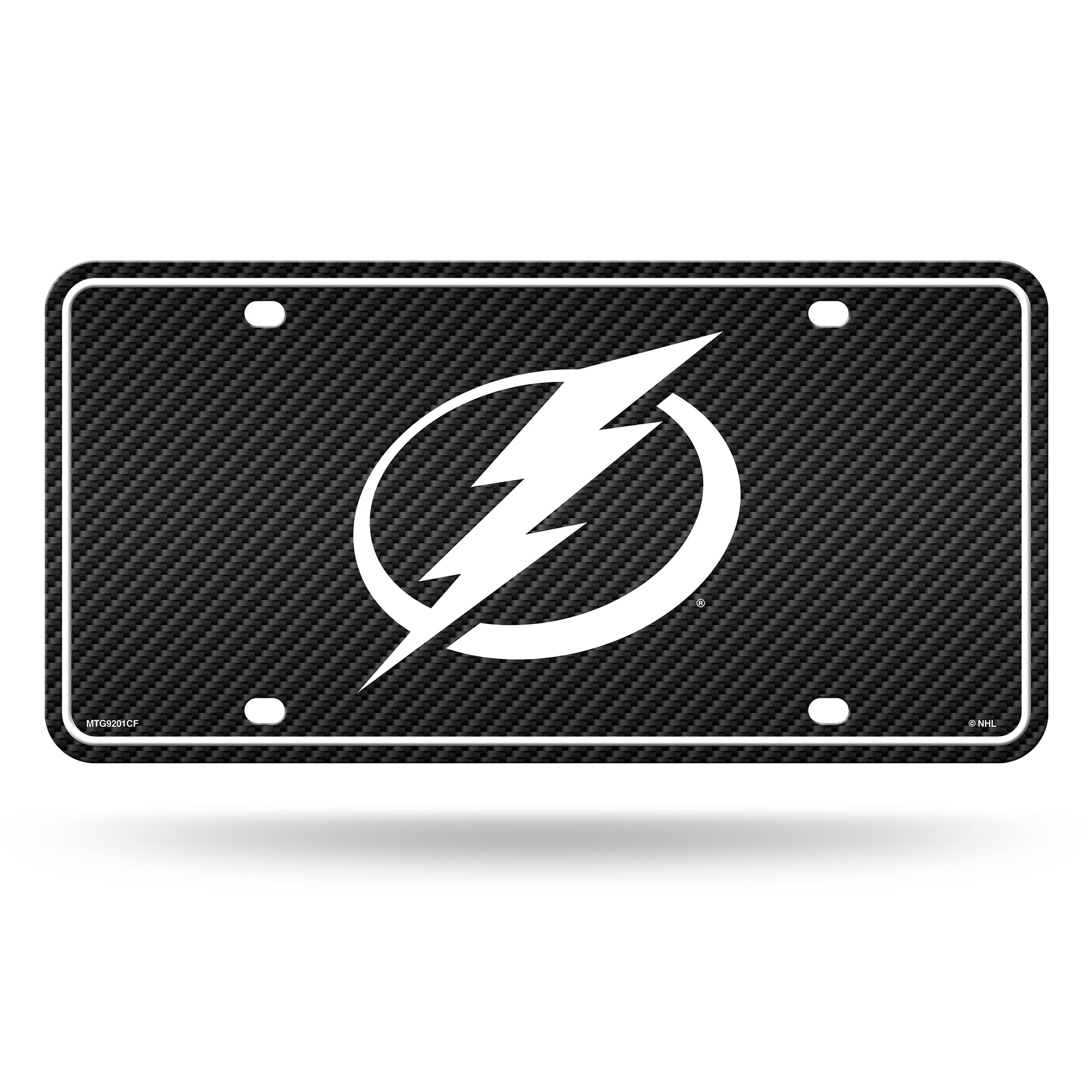 Rico Industries NHL Tampa Bay Lightning Carbon Fiber Metal Auto Tag 8.5" x 11" - Great for Truck/Car/SUV, Multi, 12" x 6"