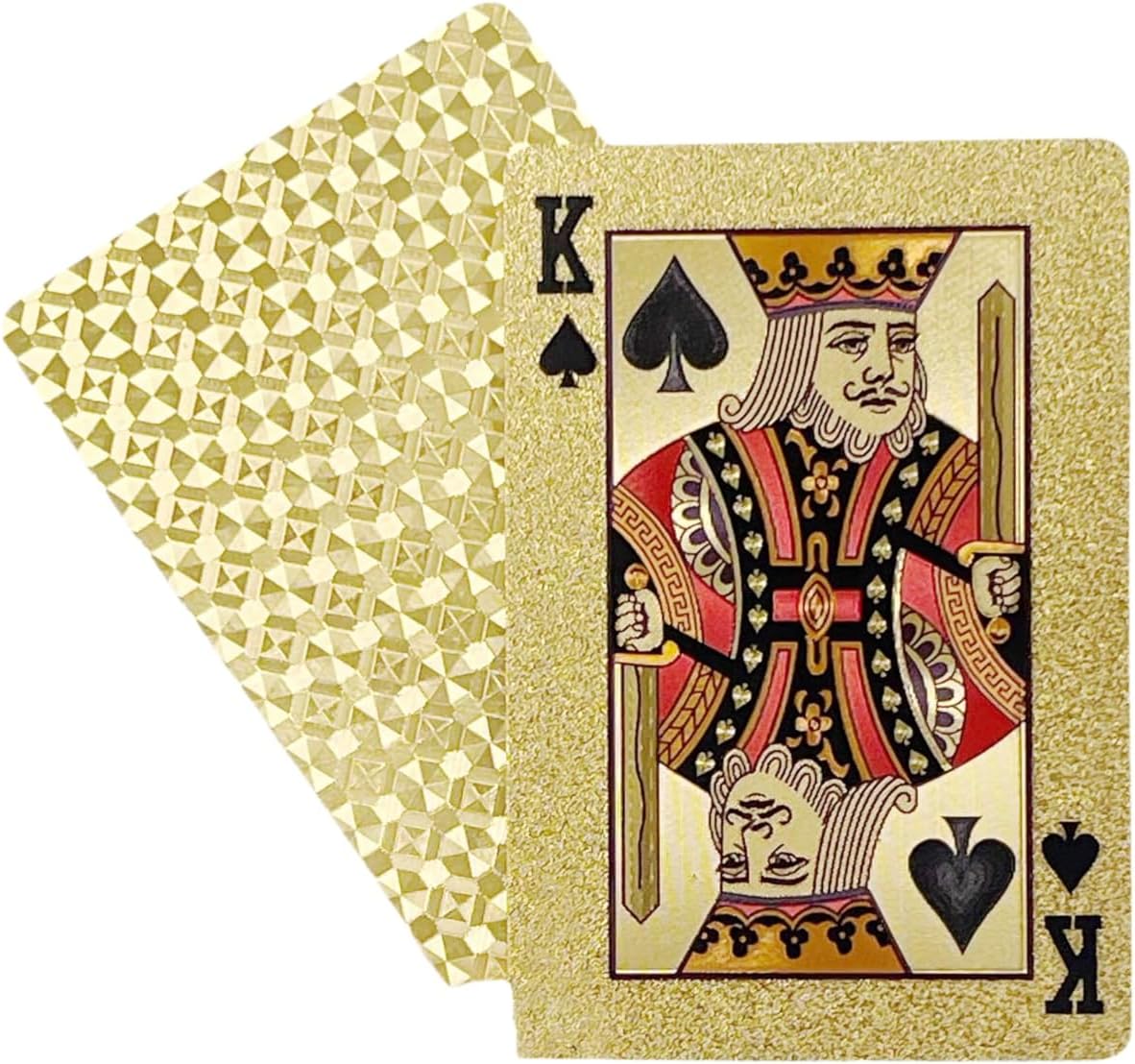 2 Decks -Gold Diamond Playing Cards - Durable and Waterproof, Perfect for Magic, Poker, Parties, and Special Occasions. Ideal for Memorable Gifts (Standard Gold)