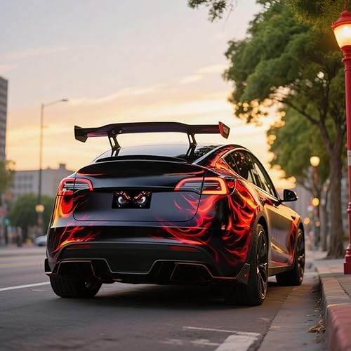 Miniatura 3 de Placa de matrícula con ojos de animales, placa decorativa personalizada de aluminio, etiqueta de fantasía con cubierta de 4 agujeros, accesorio para