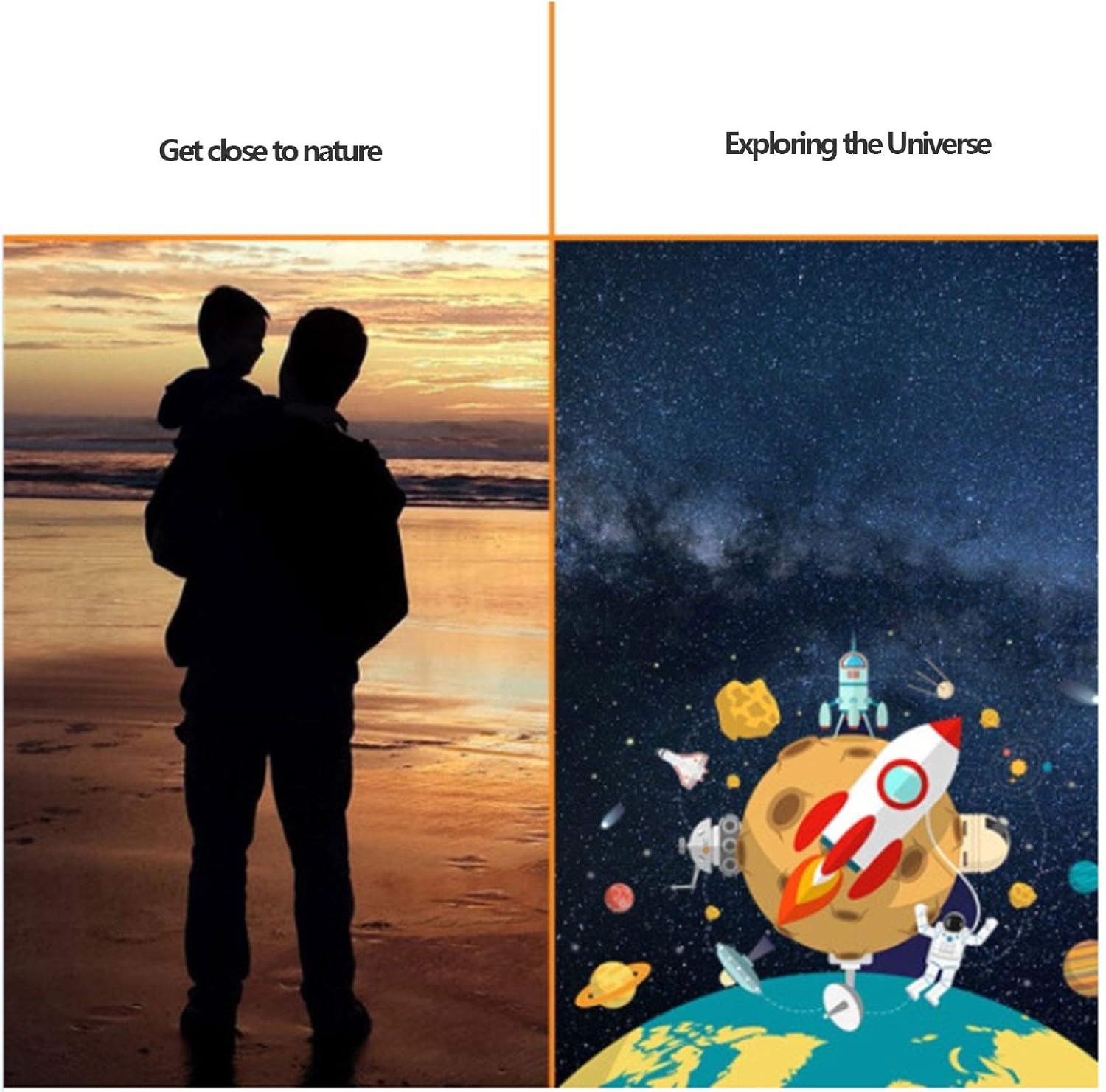 Telescope 50/360 mm Refractor Telescopes 5x20 Finder Mirror Multilayer Coating 42x52x27cm Suitable for Outdoor Adventure Astronomical Research Night Scene Enthusiasts