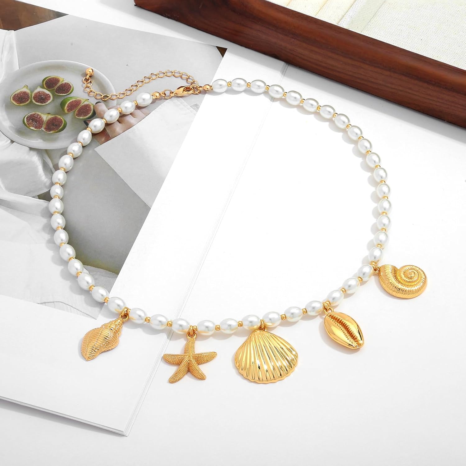 WOWORAMA Gold Sea Shell Necklace for Women Shell Starfish Pearl Charm Necklace Trendy Ocean Sea Pendant Choker Necklace Boho Summer Beach Necklace Jewelry - Image 4