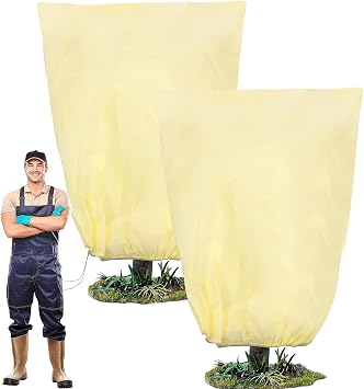 78x41inches Plant Covers Freeze Protection,2 Packs Thickened 2.82oz/yd2 Frost Cloth for Outdoor Plants,Winter Tree Covers with Zipper&Drawstring,Plant Blanket for Winter Plant Covers Freeze Protection