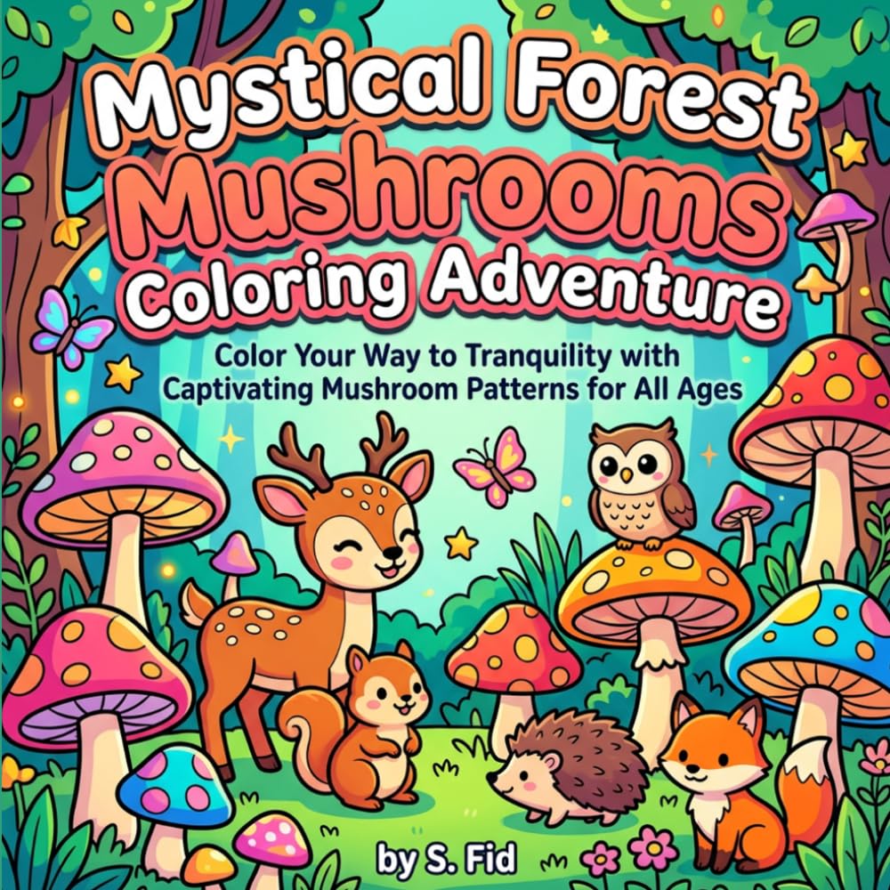 Mystical Forest Mushrooms Coloring Adventure: Color Your Way to Tranquility with Captivating Mushroom Patterns for All Ages