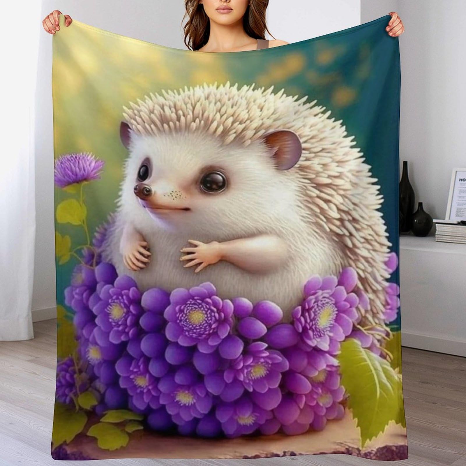 Couverture en polaire thermorégulatrice impression 3D hérisson haute densité