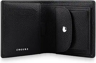 [COGURE] コグレ 財布 二つ折り ミニ財布 本革 シュリンクカーフレザー 札入れ 小銭入れ カード入れ 男女兼用 専用ボックス付き COPM07-Black ブラック