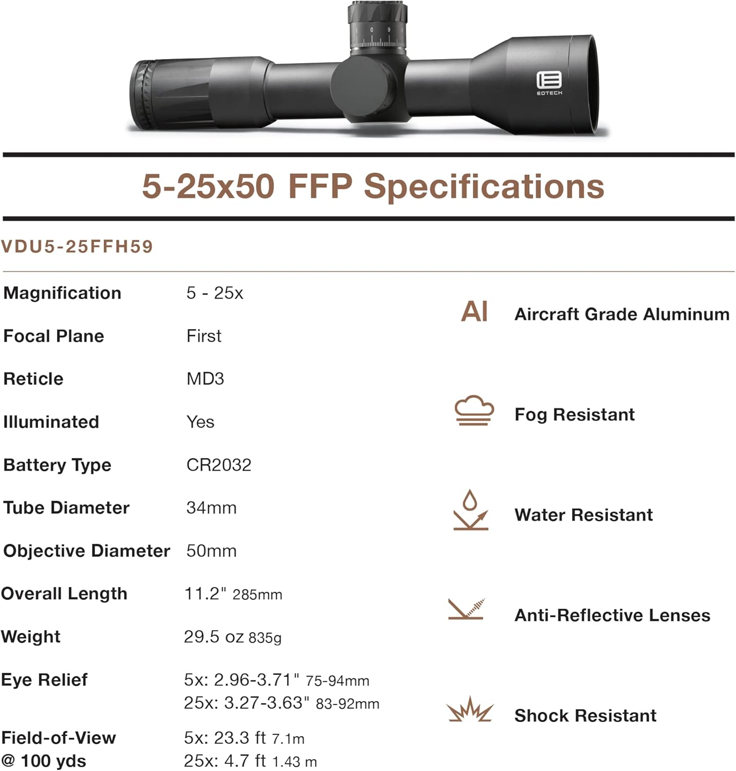EOTECH Vudu 5-25x50mm Precision Rifle Scope