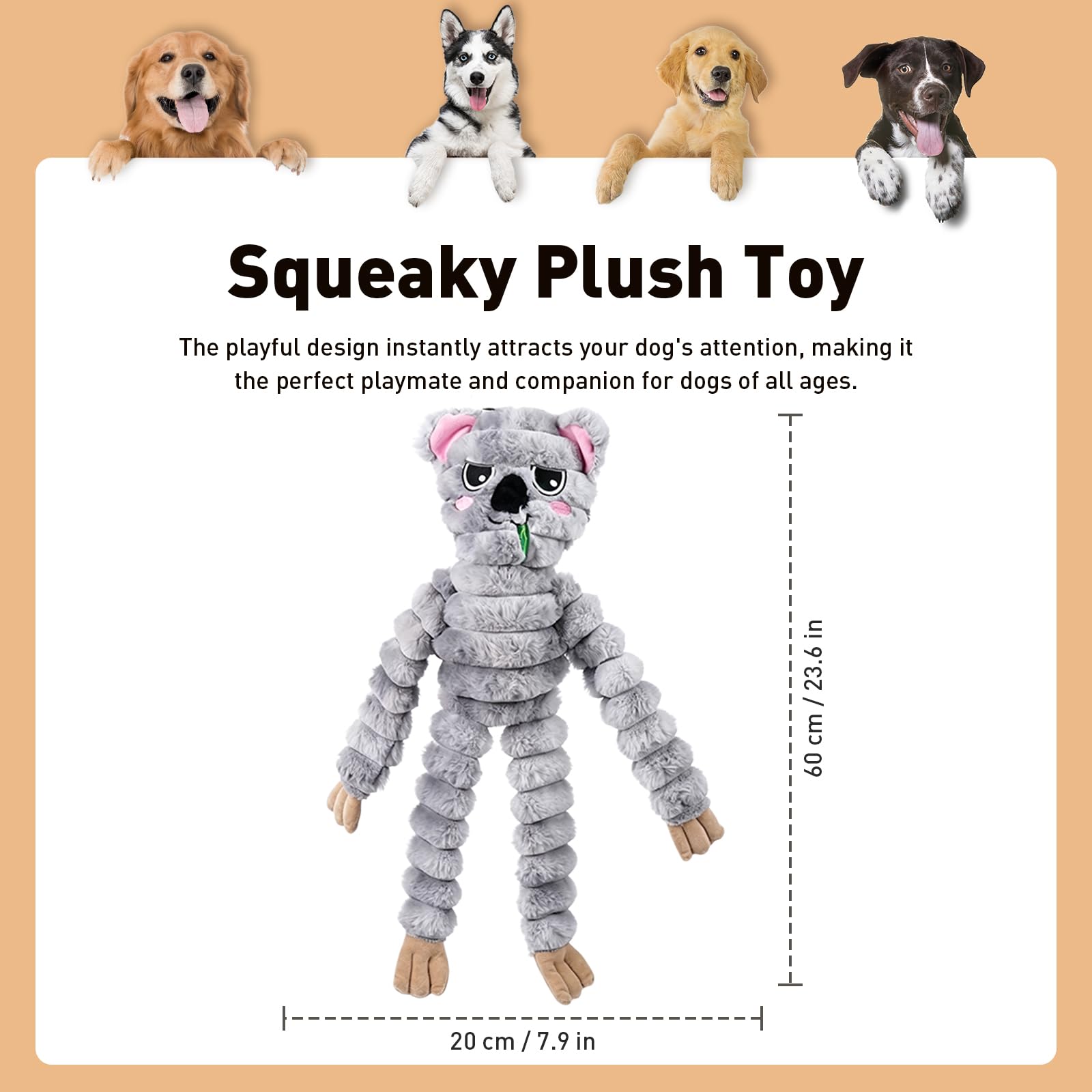 Jouet couineur en peluche, grand jouet pour chien pour mâcheurs