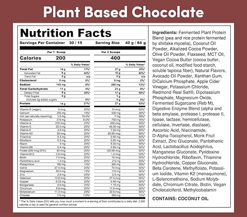 Miniatura 7 de HLTH Code Polvo de reemplazo completo de comidas  Alto contenido en proteínas  Sabor a macadamia de chocolate  15 porciones