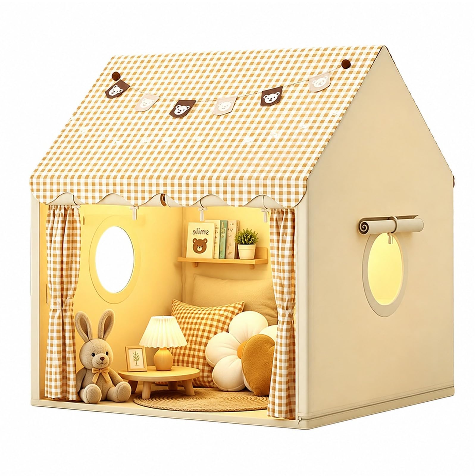 CAIEJSAEN Kids Tent Kids Indoor Playhouse Tents with Lights Spacious Spacious Kids Tents 120x100x130cm Play Tent with Windows Large Portable for House Outdoor Playground
