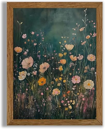 JLTULT Lienzo decorativo de pared con diseño floral vintage en tono rosa, decoración de pared con diseño de flores silvestres botánicas, para