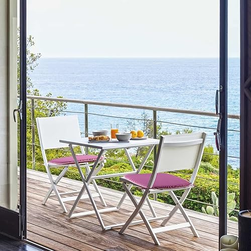 Miniatura 5 de Joyside Cojines para sillas de exterior de 17 pulgadas x 18.5 pulgadas, cojines de asiento de patio con lazos, color morado (paquete de 4)