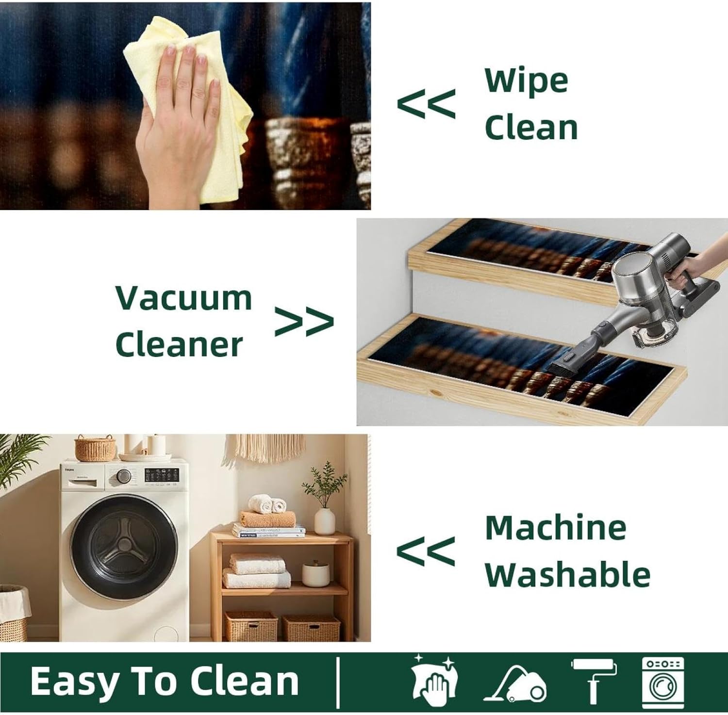 15 Pack Stair Treads for Wooden Steps, Hanukkah Chanukah (6) Staircase Step Treads Carpet Mat, Stair Mats for Pets Dogs Elders 8x30In