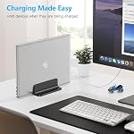 OMOTON VL01 Aluminum Vertical Laptop Stand Holder for Desktop, Black | Fits All MacBook, Surface, Chromebook and Gaming Laptops (Up to 17.3 inches), Adjustable Dock Size