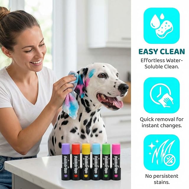 Foto 3 de 8 de FooYee 6 Colores Tinte para Pelo de Perro, Temporal para el Pelo de Perro