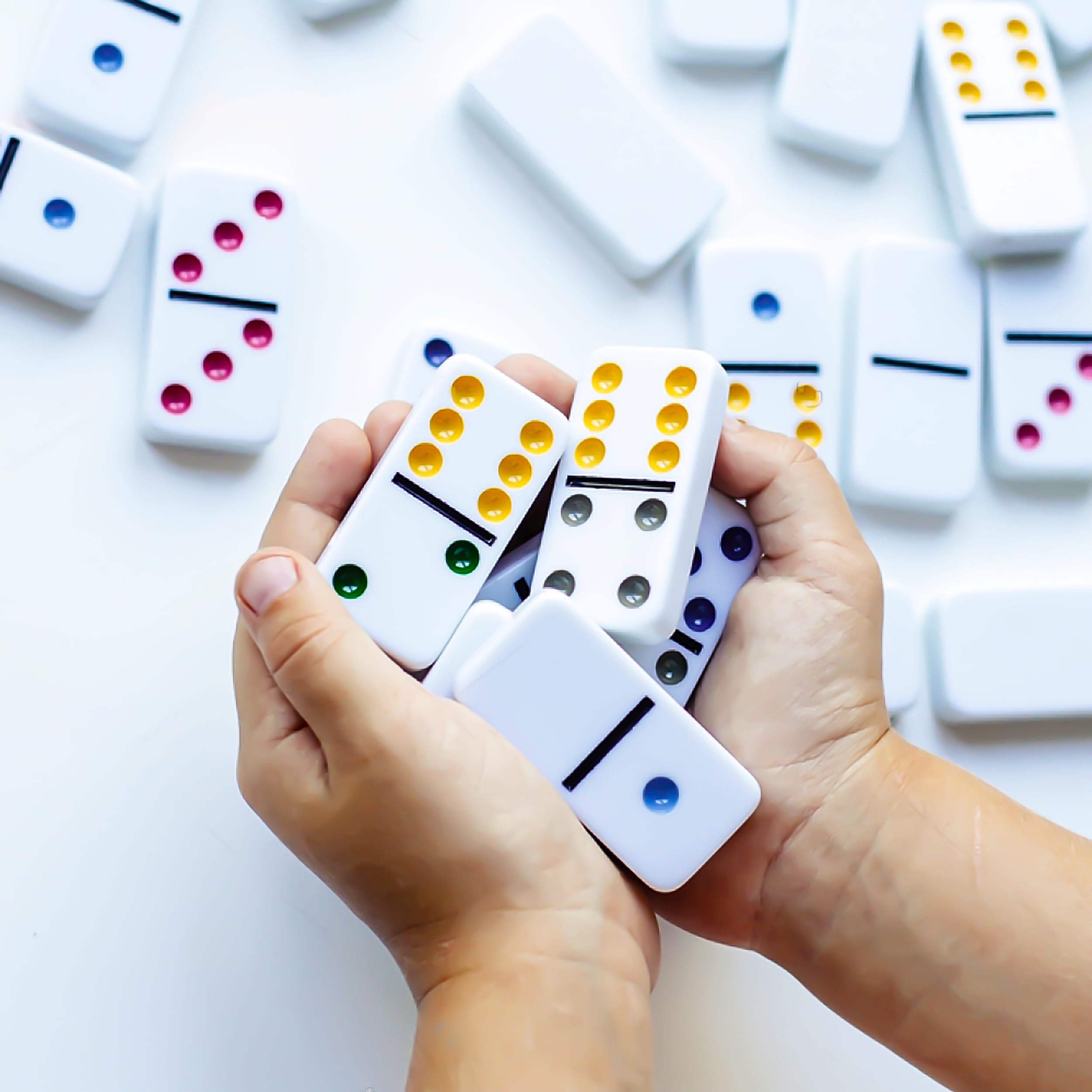 VGRASSP 28 Pcs Double Six Color Dot Domino Set Toy for Kids with