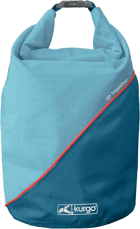 Kibble Carrier, Coastal Blue | Dog Food Travel Bag, Ripstop Material, Food-Safe Liner, Bottom Bowl Stash Pocket, Side Zip Pocket, Hold Up to 5 Lb of Kibble