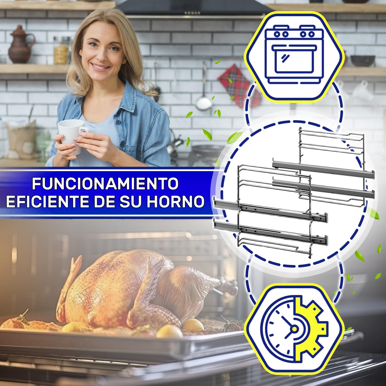 2x Rieles Telescópicos Horno 2 Niveaux HZ538200 para Bosch para Siemens | 17001568 CZ11TE25X0 para Constructa JZ11TE25X0 para Junker - Garantía de 10 Años - MONTERAL