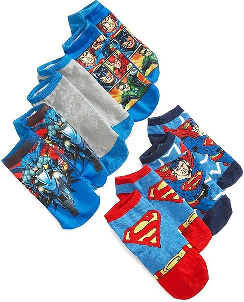 Boys Batman and Justice League Ankle Socks - 5-Pack (6-8 1/2): Clothing