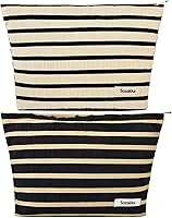Vista 14 de SOIDRAM 2 Piezas Bolsa de Maquillaje Grande, Bolsa de Cosméticos a Cuadros de Gran Capacidad, Bolsa de Lona Mixta para Viaje, Bolsa Organizadora