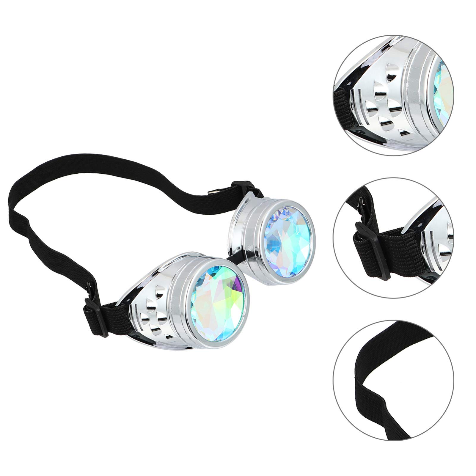 LIFKOME Steampunk Goggles Glasses Kaleidoscope Lens Rainbow Crystal for Photo Props Festival Costumes