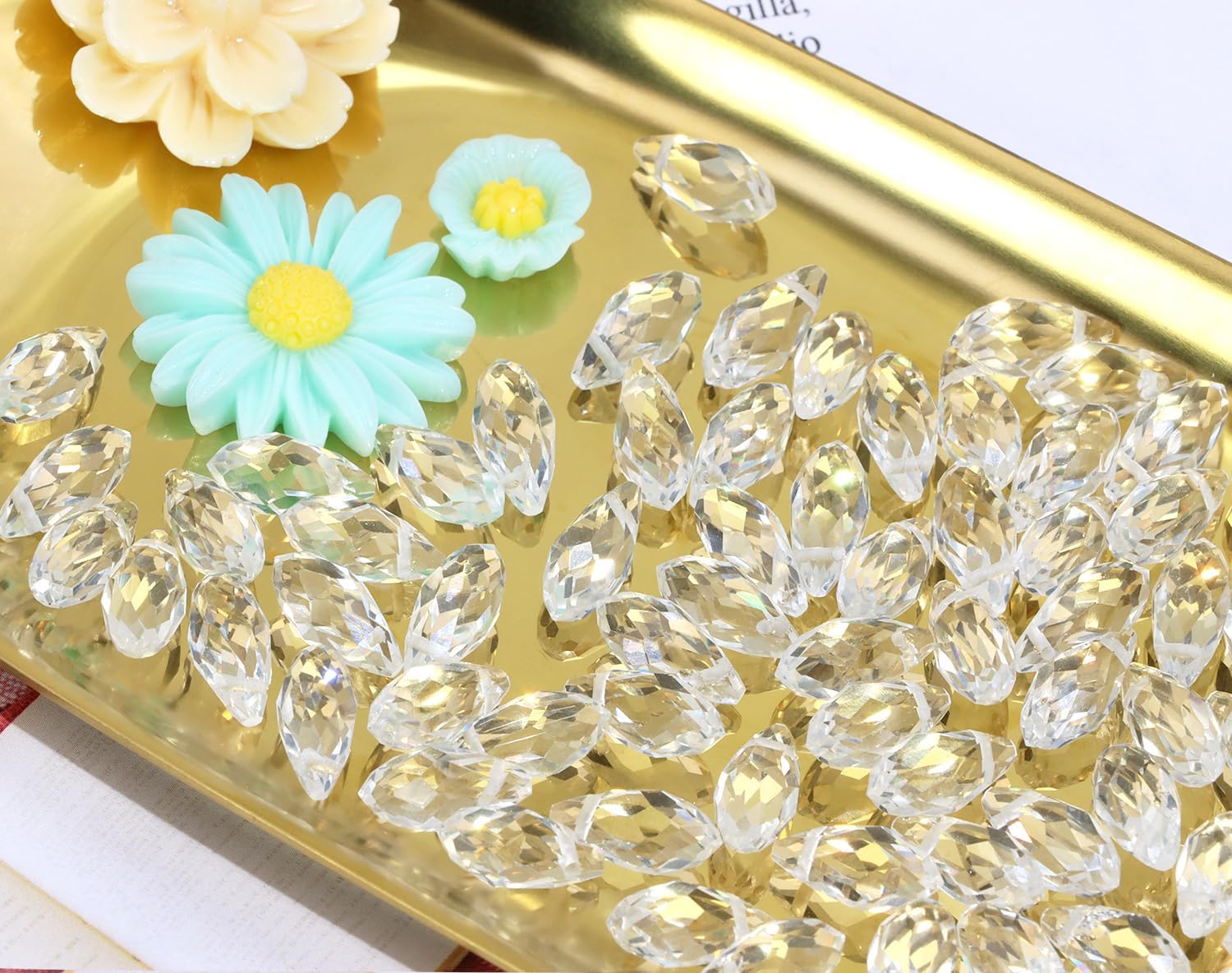 Teardrop Crystal Glass Beads Faceted Hanging Dangle Pendant for Chandelier Jewelry Making Drilled Beads Bracelet Earring Necklace Crafting, 6x12mm, 100PCS (Clear) - Image 4